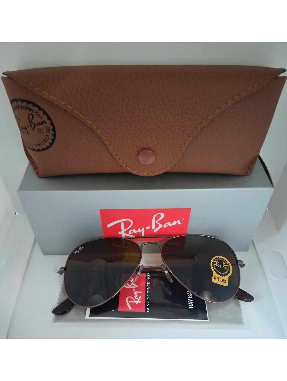 💁🏽‍♂️ Ray-Ban Brown RB3025 58mm Aviator Sunglasses authentic NEW IN BOX